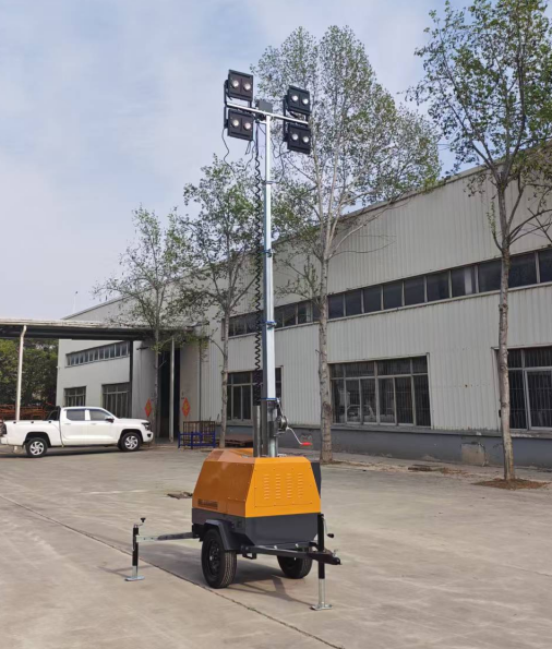 Portable Diesel Generator Lighting Tower 7m Manual Mast Industrial Outdoor Light Tower with LED Light