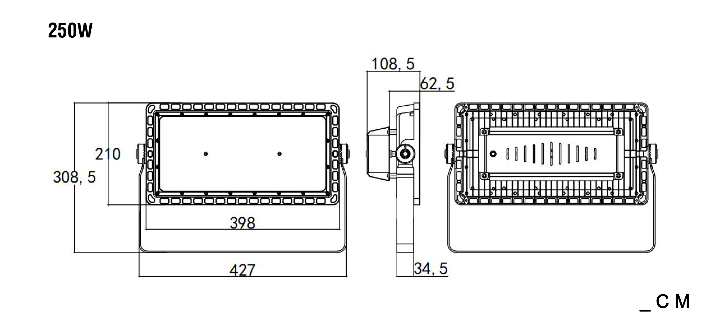 LED Tunnel Light Size Specification