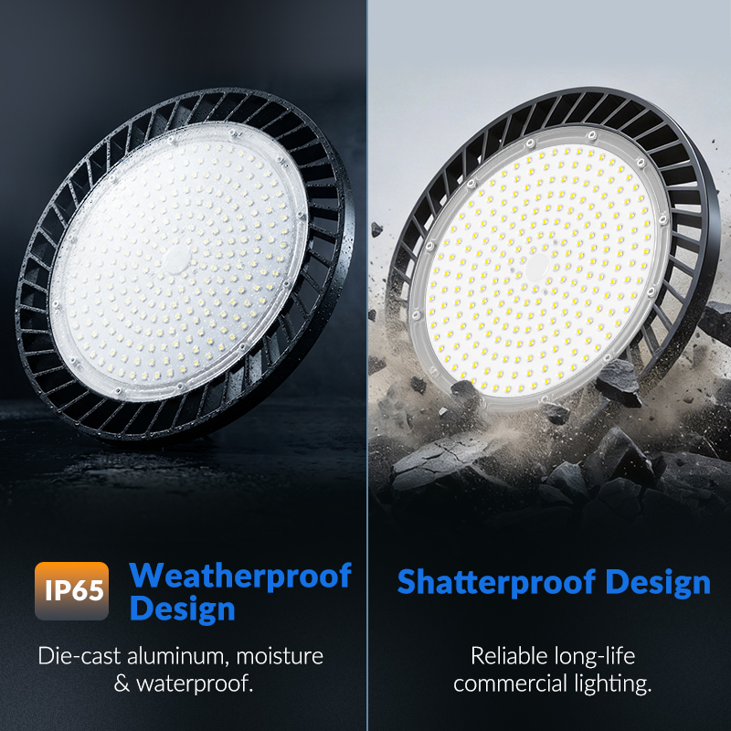 Industrial Commercial Lighting Hanging 150W 200W 300W IP65 Smd Round UFO Led High Bay Lights Warehouse Workshop Garage Fixture