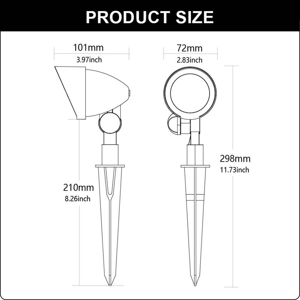 5CCT Manual Dimmable LED Landscape Spotlight 12V 24V Low Voltage 5W SMD LED Outdoor Yard Tree Exterior Garden Spike Light