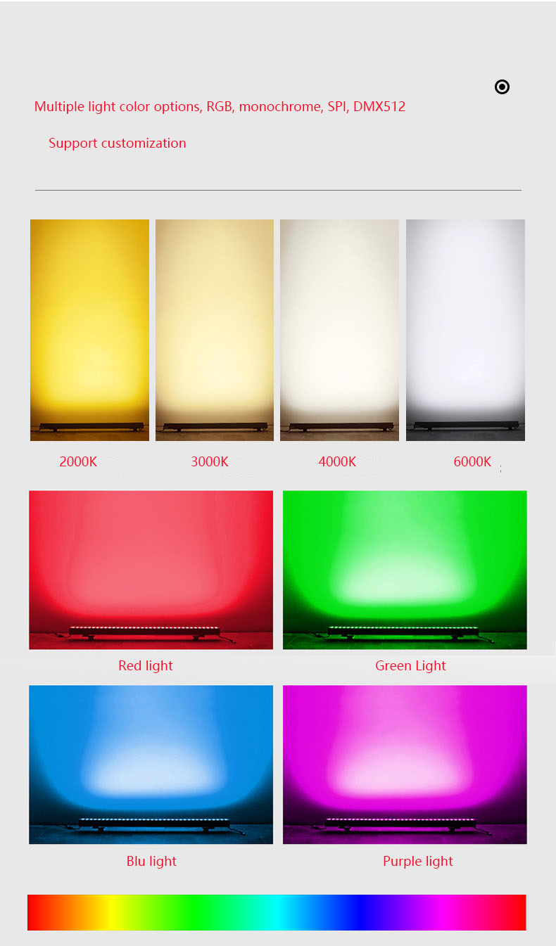 Linear Wall Washer Light Dmx512 RGB Dc24v Led Building Light Strip 18w 24w 36w Wall Lamp Outdoor Architectural Lighting