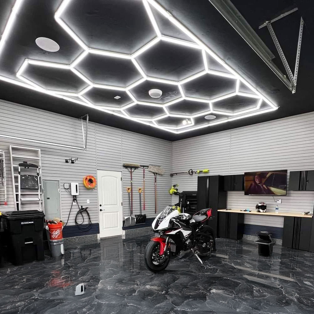 Hexagon Honeycomb Light for Garage &amp; Parking Garage LED Work Light for Workshop Ceiling Luminaires