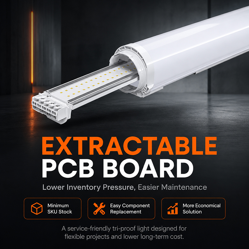 LED Vapor Tight Light Fixture IP65 Full PC Housing with Sensor Emergency CCT Switchable 5-Year Warranty for Parking Garage