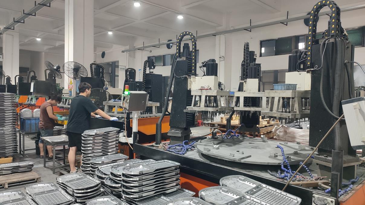 CNC drilling process for LED luminaire components at Lijah Light