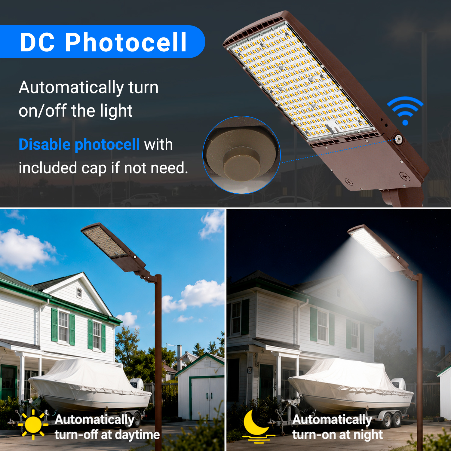 300W Commercial LED Area Lighting Dusk Mounted 300 Watts Led Shoebox Street Light Lamp for Parking Lot Aluminum Body IP65 Power