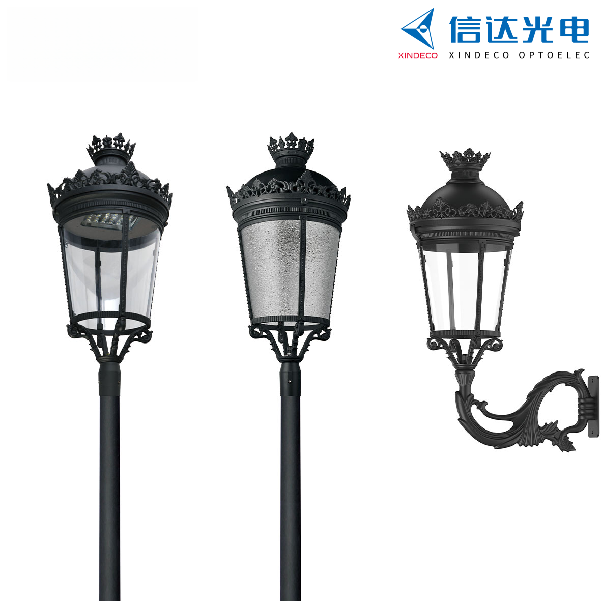 XINDECO SG9 LED Post Top Light Classic European Style IP66 Waterproof Aluminum Outdoor Street Garden Light 5-Year Warranty
