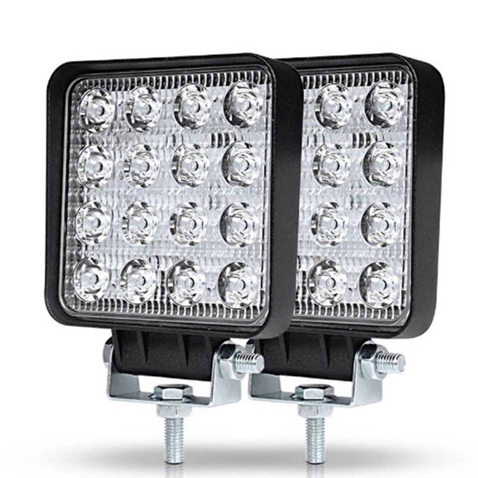 Hot Selling 4 Inch 48W 12V 24V Square LED Work Light Spot Flood Driving Lamp for Cars Trucks Trailers SUVs Boats 4WD Offroads