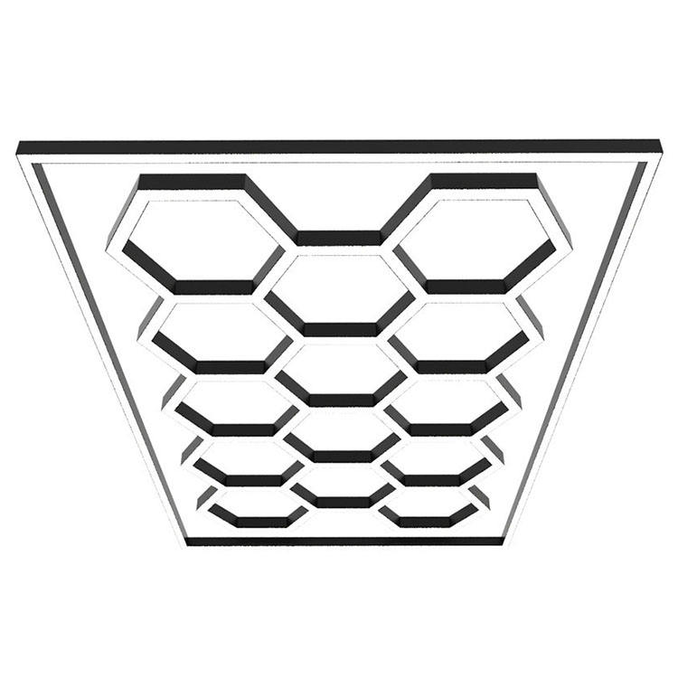 14-Grid LED Hexagon Workshop Garage Light System Honeycomb Design AC Powered 672W 6500K IP20 Bright Waterproof