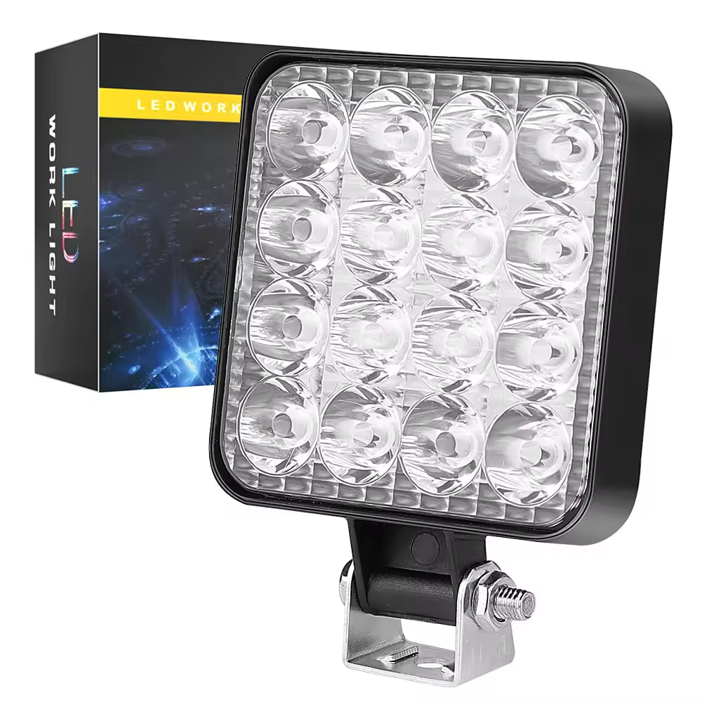 16LED 3.3\" Square Driving Lamp Spot Light 4x4 Off-Road LED Work Lights for Truck Tractor Trailer ATV Auto Exterior Lighting