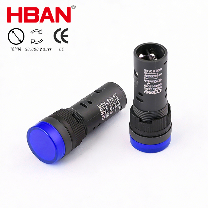 HBAN Factory Waterproof 16mm AD16-16DS Plastic Industrial LED Indicator Lights Plc Equipment Panel 24 V Led signal Light Lamp