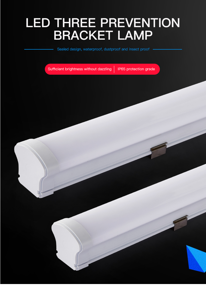 IP66 Tri-proof Led Light 130Lm/w 40W 4Ft 120cm 60W Garage Parking Lot LED vapor Tight Fixture Waterproof Tri-proof Led Light