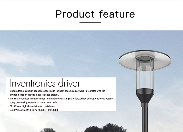 Catenary LED Aluminium Street Lamp Post 30w 60w Post Top Led Garden Lights