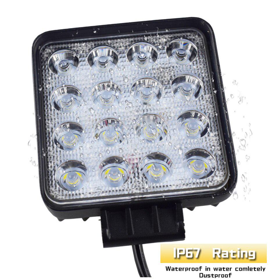 Hot Selling 4 Inch 48W 12V 24V Square LED Work Light Spot Flood Driving Lamp for Cars Trucks Trailers SUVs Boats 4WD Offroads