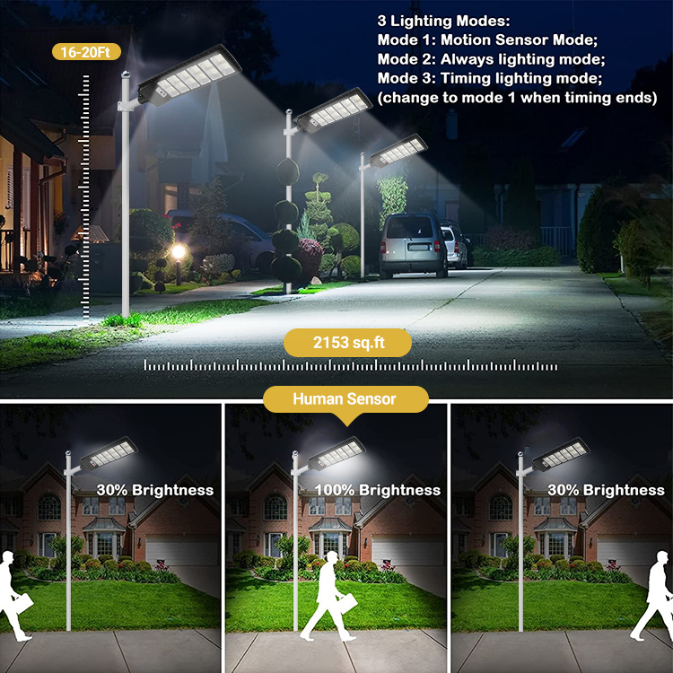 Outdoor Waterproof Ip65 Road Lamp 100W 150W 200W 250W 300W Light Control Induction Led Solar Street Lights