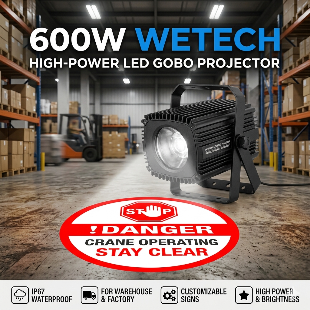 300W 600W Industrial Gobo Projector LED Safety Warning Sign Light IP67 Waterproof Warehouse Factory Virtual Floor Line Lamp