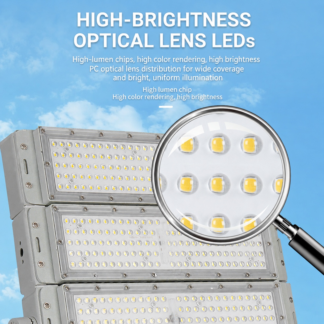500W LED Football Field Lights Outdoor Stadium Flood Light High-Pole Modular Sports Field Lighting