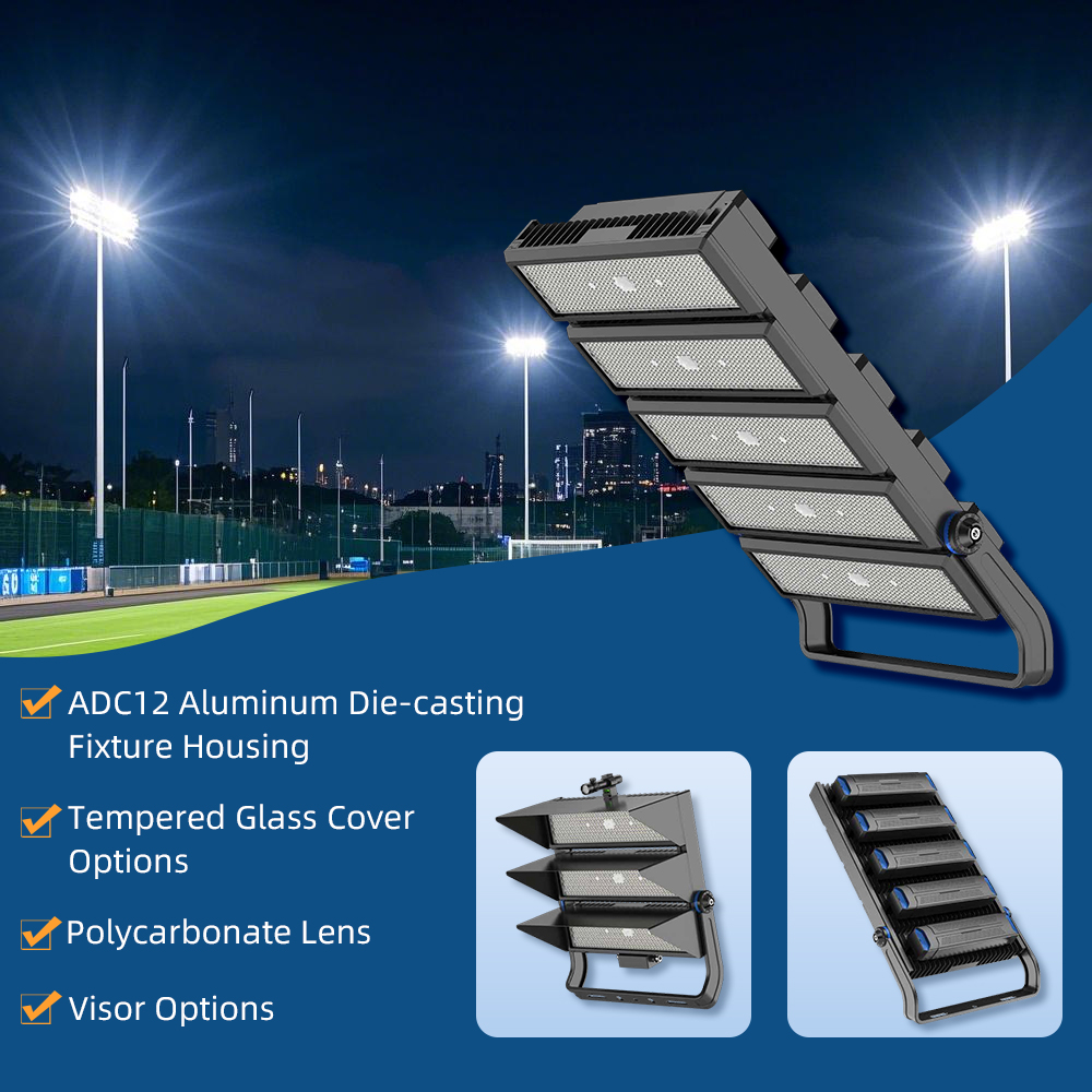 LED Stadium Flood Lights High Mast Sport Light with Aluminum Body 250W-1250W IP66 Rating for Football Field &amp; Tennis Court