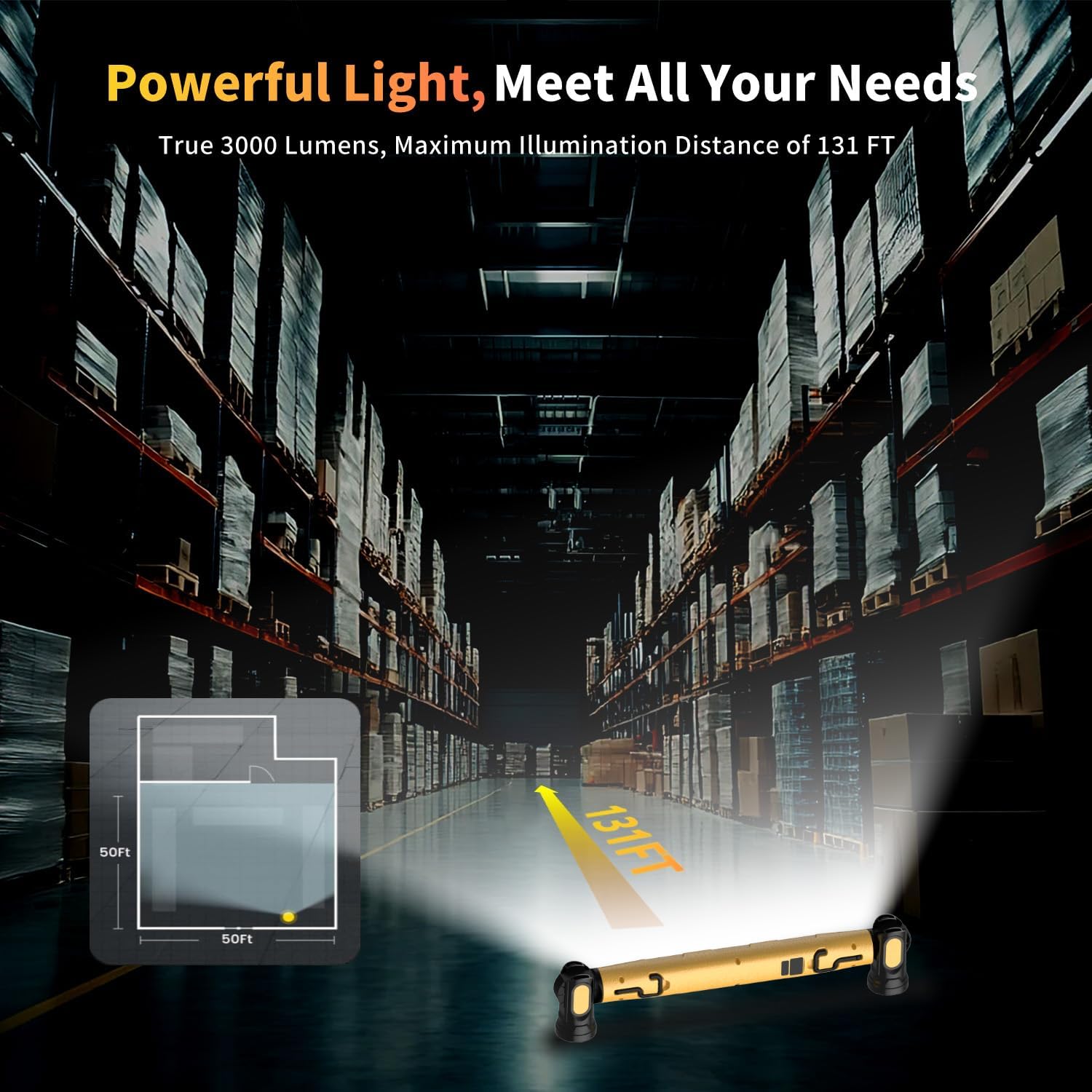 XINSITE Multi-Functional Portable LED Dimmable AC White Light Strips Warm Light IP44 Automotive Repair Work Light Emergency