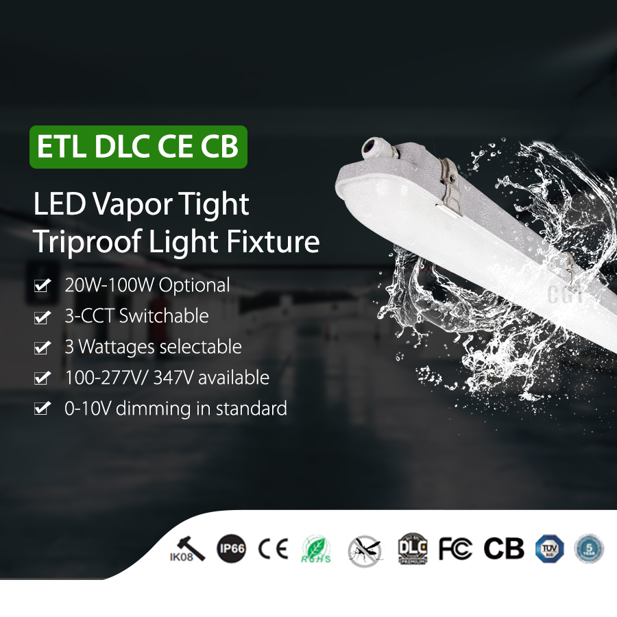 1200mm 1.2M Led Tri-proof Light Waterproof Shop IP65 Industrial Tri Proof Linear Led Vapor Tight Light Fixture