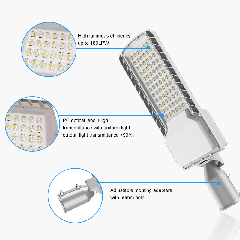 5 Years Warranty 6500k 180lm/w Waterproof IP67 IK10 50W LED Street Lights 150W Outdoor