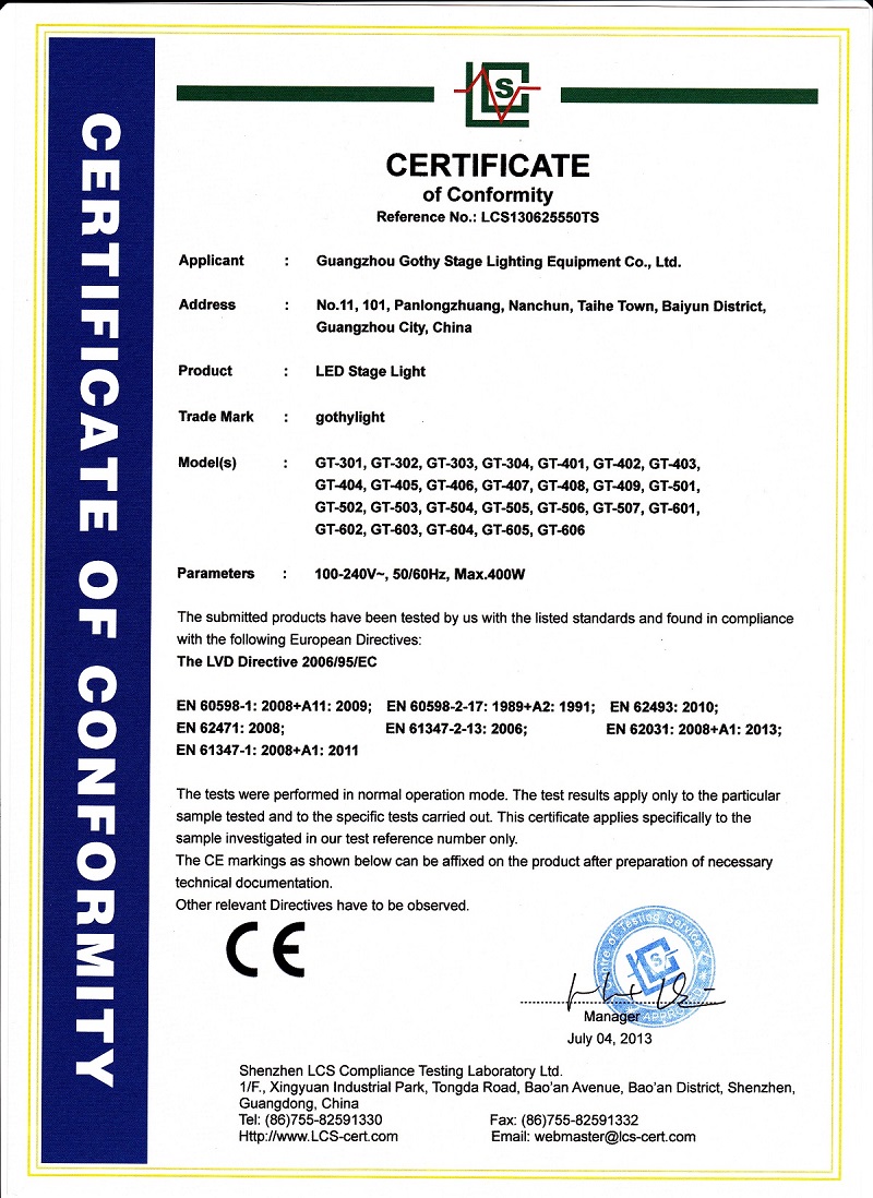 Certification CE RoHS 1