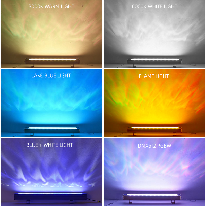 IP65 36W Outdoor Wall Washer Aluminum Linear LED Light for Facade Lighting 3D Water Ripple Projection for Exterior Facades