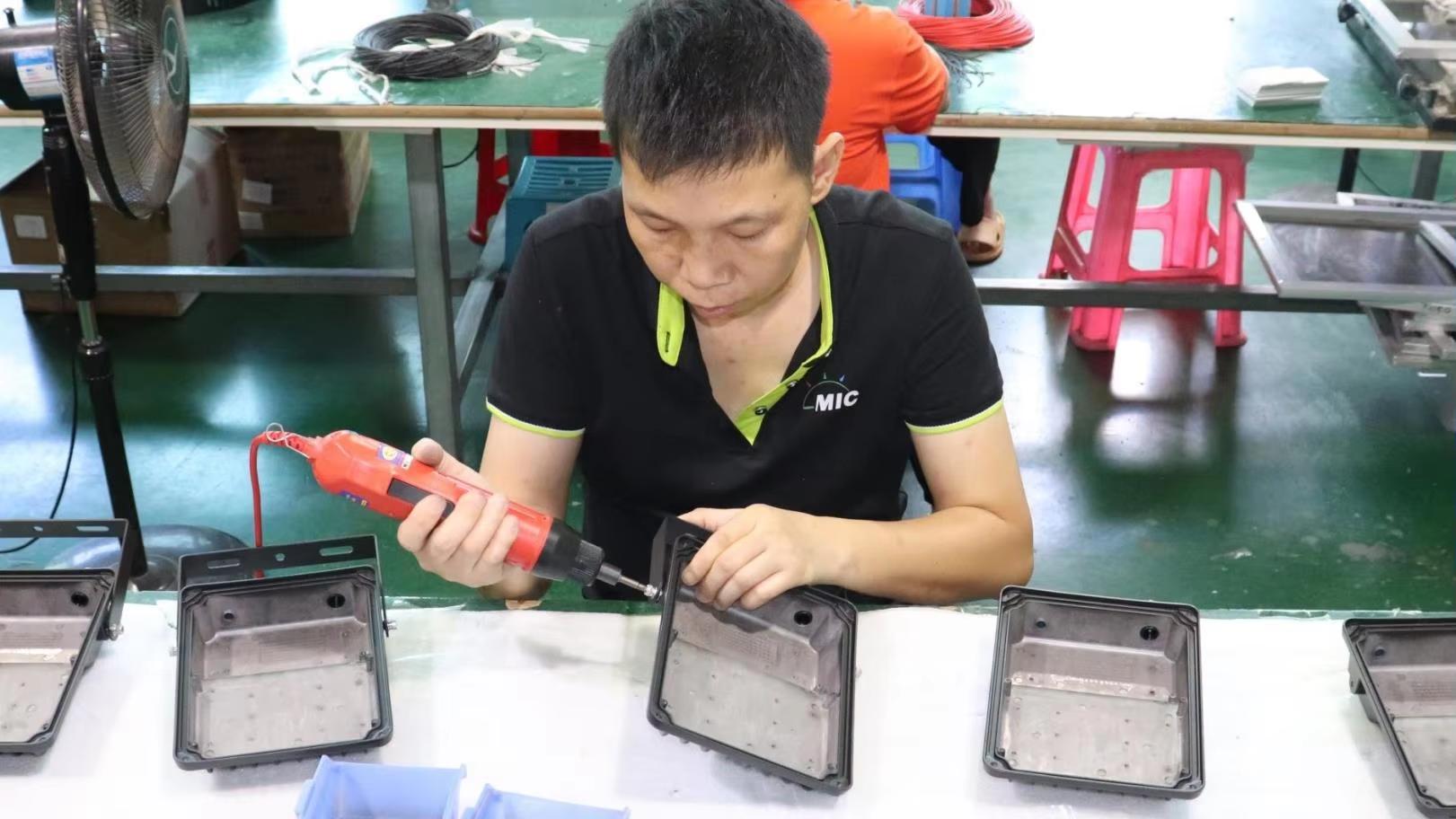 LED light fixture parts assembling process step 2 at Lijah Light
