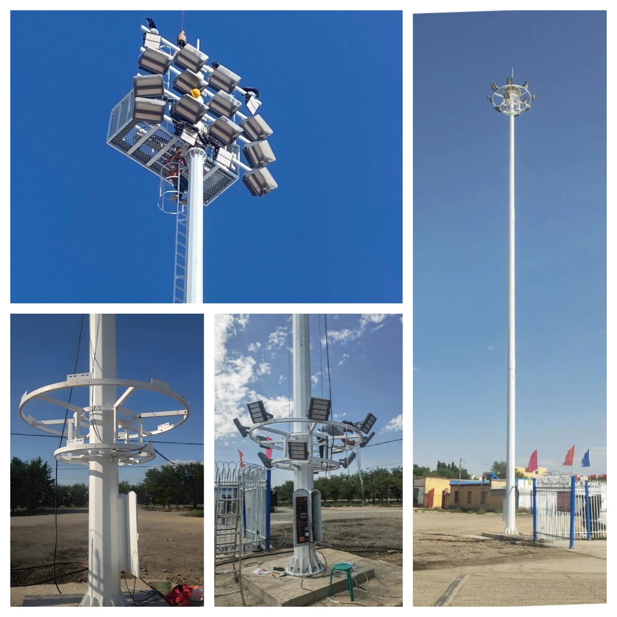 Outdoor Waterproof LED High Mast Lamp Hot Dip Galvanized High Mast Pole For Highway Stadium Lighting