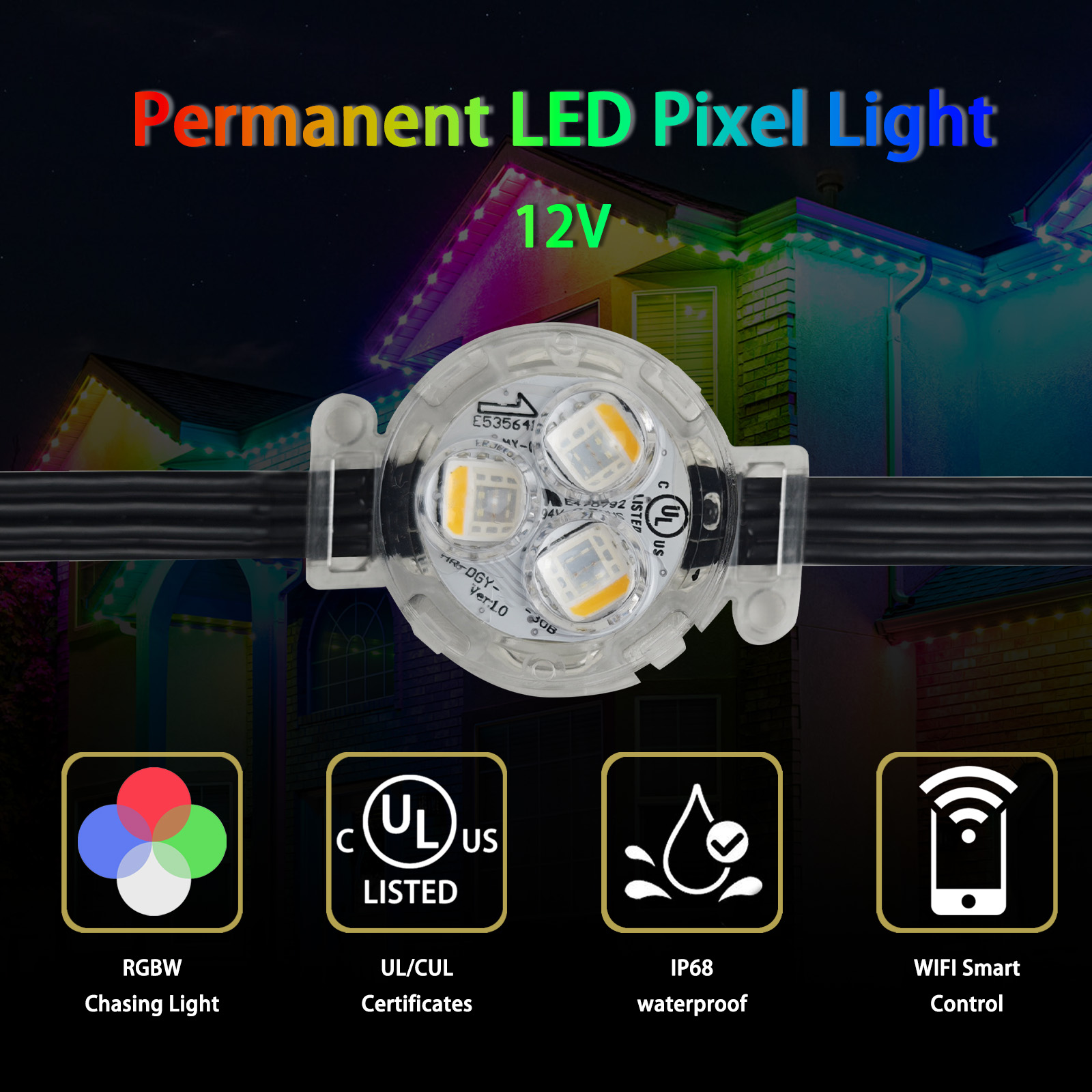 HRSYT DC12V 24V 48V IP68 UL CUL Aluminum Track Light RGB RGBW Point Light For House Christmas Permanent LED Outdoor Lighting