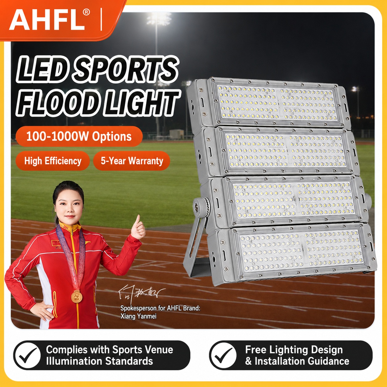 500W LED Football Field Lights Outdoor Stadium Flood Light High-Pole Modular Sports Field Lighting