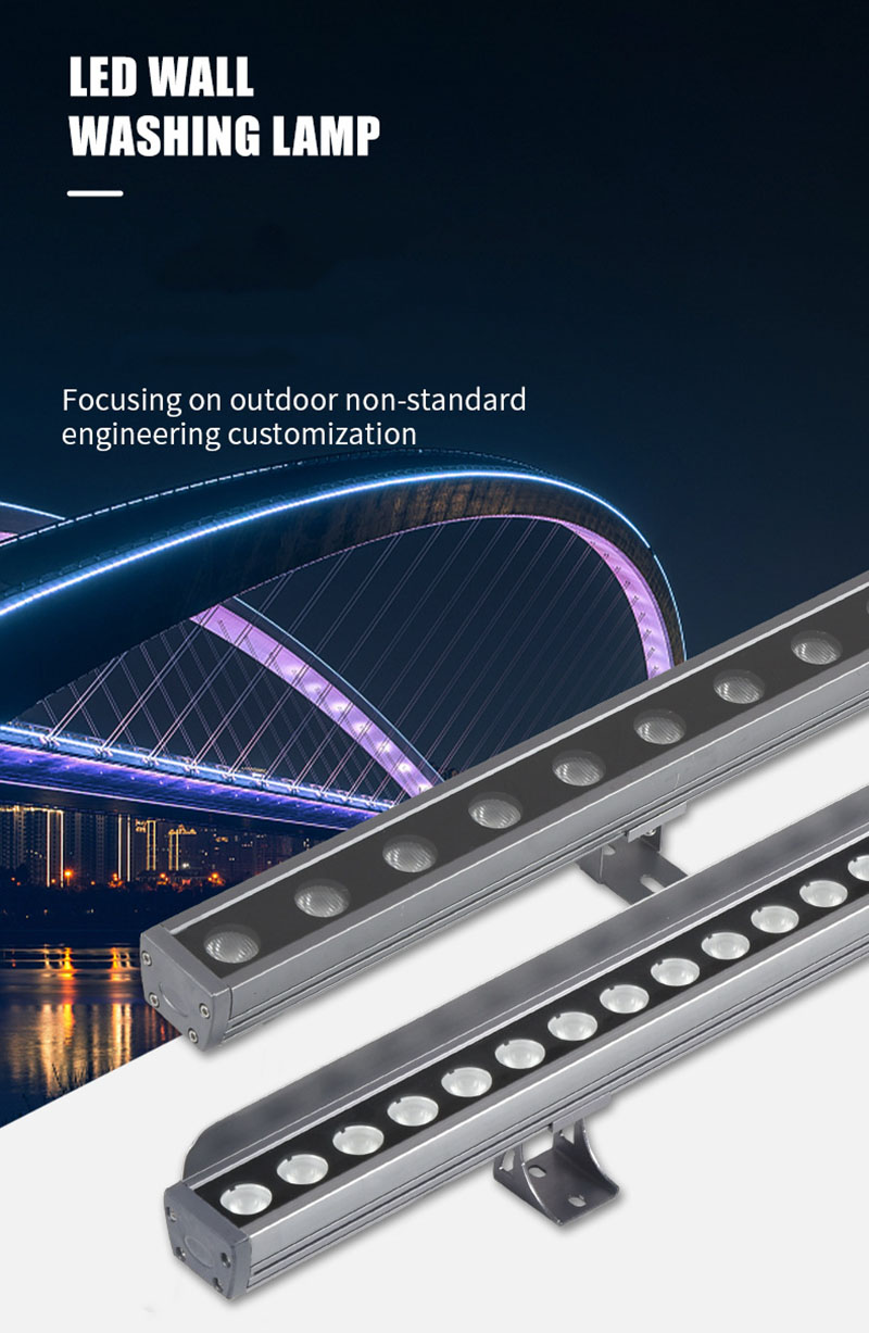 Linear Wall Washer Light Dmx512 RGB Dc24v Led Building Light Strip 18w 24w 36w Wall Lamp Outdoor Architectural Lighting