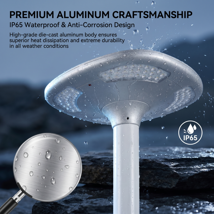 Outdoor Integrated LED Garden Light for Lawn, Patio, Yard, Sidewalk, Driveway ufo Solar Lights Solar Post Top Area Light