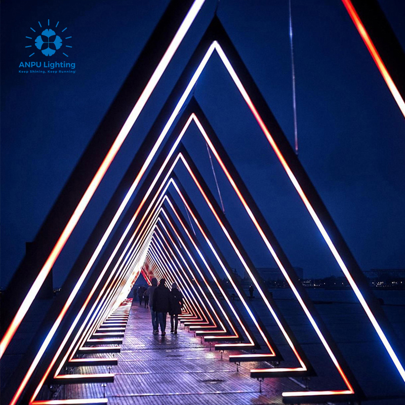 ANPU Hot Outdoor Commercial Polygonal Landscape LED Light Cone 3D Time Tunnel Decor Lights for Christmas Halloween Ramadan IP65