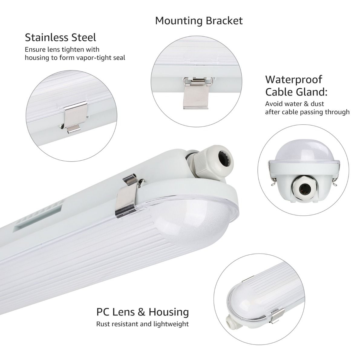 String Lights Outdoor Waterproof Materials Tri-proof Fixtures LED Vapor Tight Waterproof Tri-Proof Light for Warehouse Tunnel
