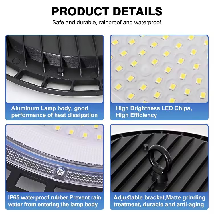 Factory Price Industrial Lighting SMD2835 Aluminum 100W-400W UFO High Bay Light for Warehouse Parking Lot IP65 5-Year Warranty