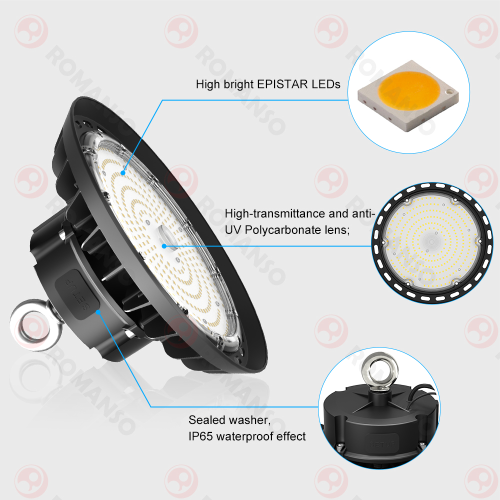 Stock in US Canada EU Power CCT Adjustable 170LM/W 100W-240W UFO LED High Bay Light