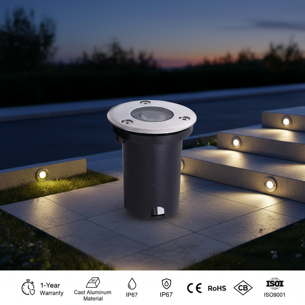 IP67 LED Inground Light 1W Aluminum Recessed Outdoor Landscape Spotlight with App/Remote Control for Garden Path Driveway