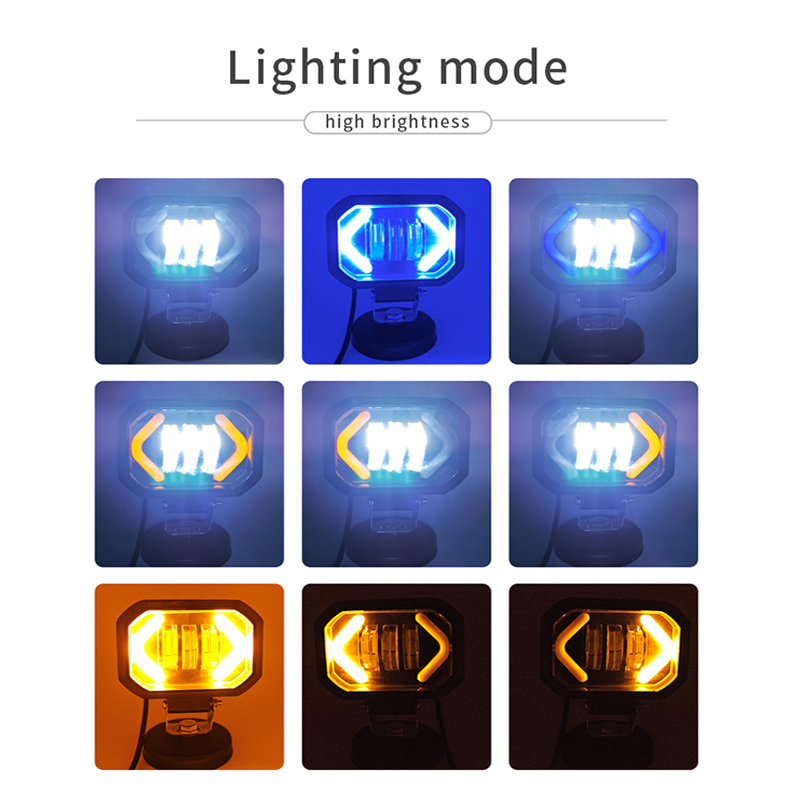 4 Inch 30W 12D LED Car Work Light with Arrow DRL Blue Yellow Turn Signal for Offroad 4x4 ATV UTV Truck Motorcycle Driving Lamp