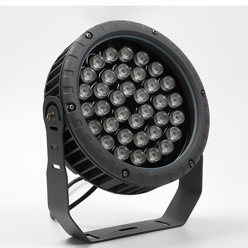 36W 48W Outdoor LED Round Flood Light with DMX RGB RGBW Facade Exterior Spotlight Aluminum Glass Body IP65 AC85-265/DC24V