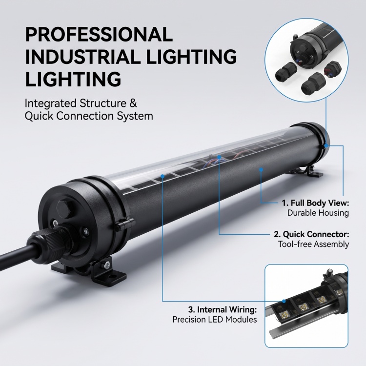 Vapor Tight Solution Functional Seamless Connection LED Tubular Light for Dairy Farm