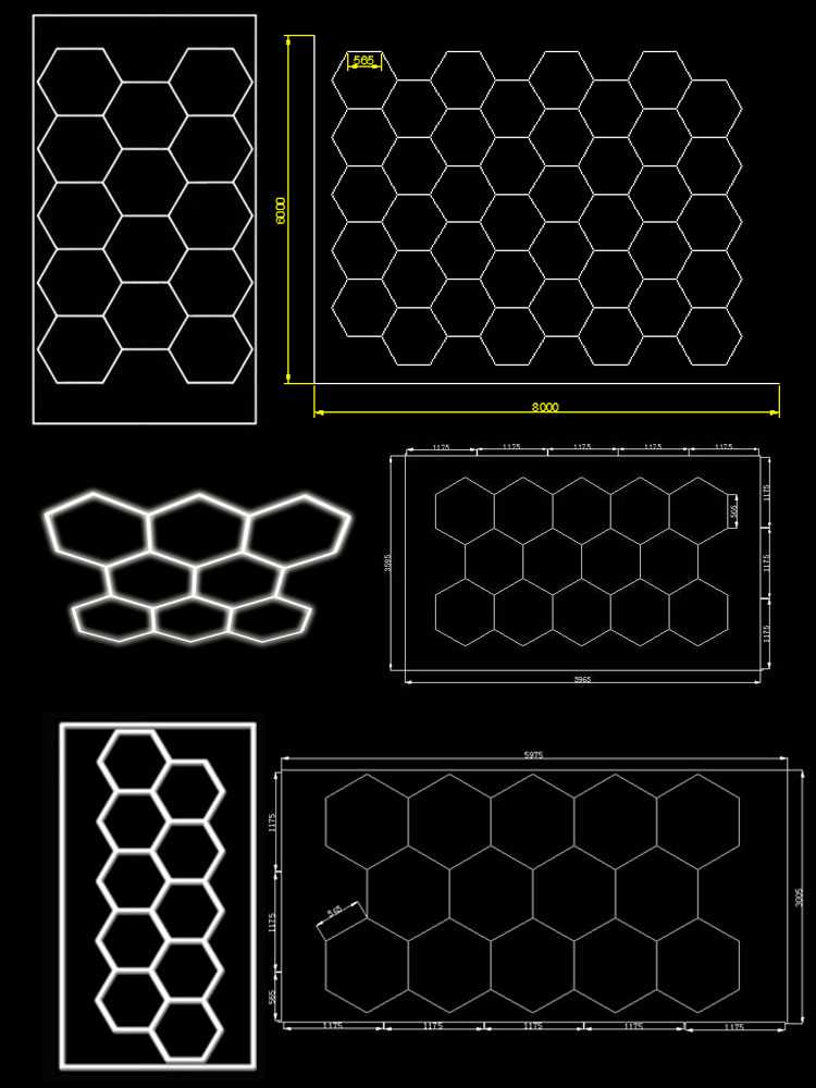 6500K Hot Sale Led Working Hexagon Lights Easy to Install Car Garage Light Honeycomb Led Light for Car Work Shop