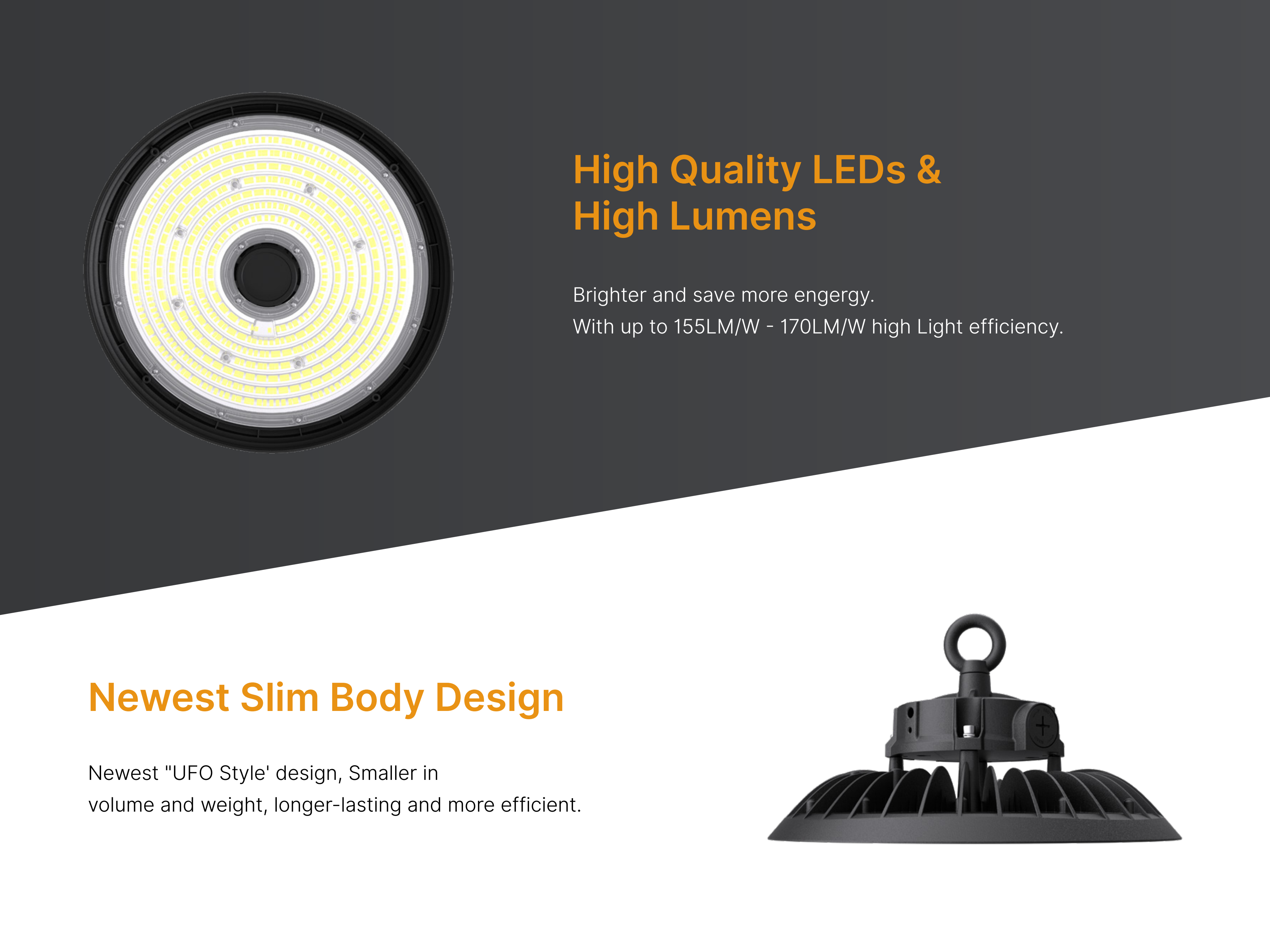 High Bay Light 100w 150w 200w 240w 5000K ETL DLC Certified IP20 Garage Workshop Factory UFO Light 5-Year Warranty