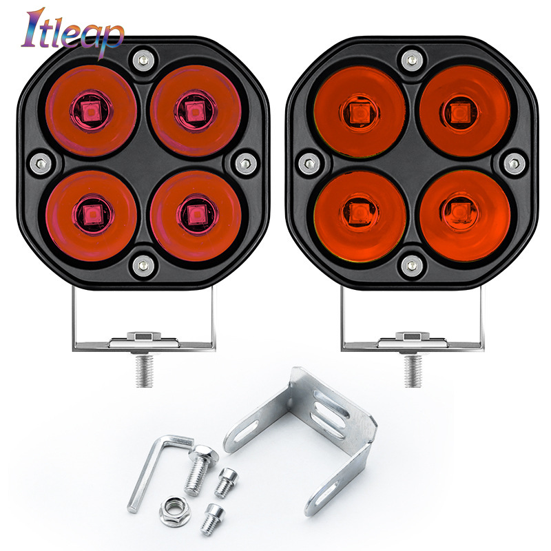40W Super Bright 3-Inch LED Work Light Spotlight for Trucks Off-Road Motorcycles Roof Front Bumper in Red Green Blue