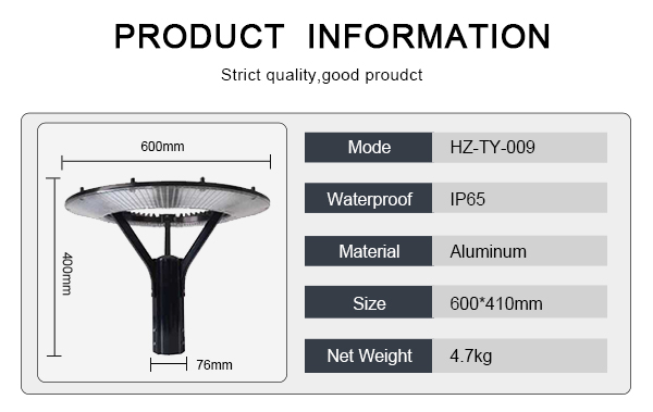 Circular Post Top Lighting Garden Lights Dimensions