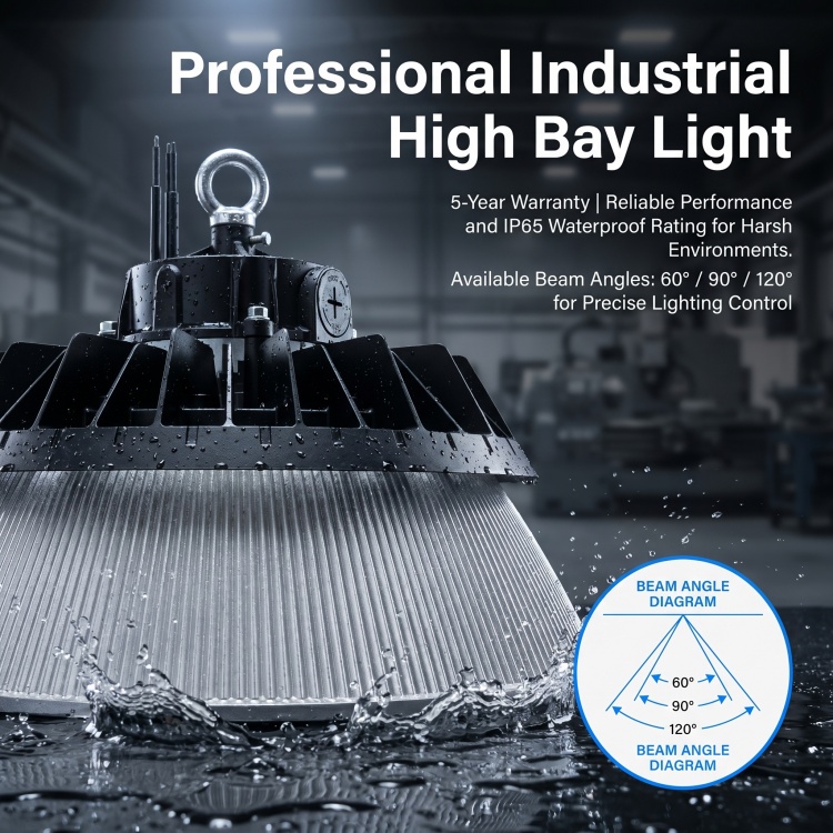 Easy Install Premium Die-cast Aluminum Housing IP65 Emergency UFO LED High Bay Light for Sports Court