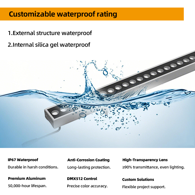 Cwl2328 Custom Ip66 Waterproof Rgbw Dmx Led Linear Light Outdoor Facade Architectural Wall Washer Lights for Building