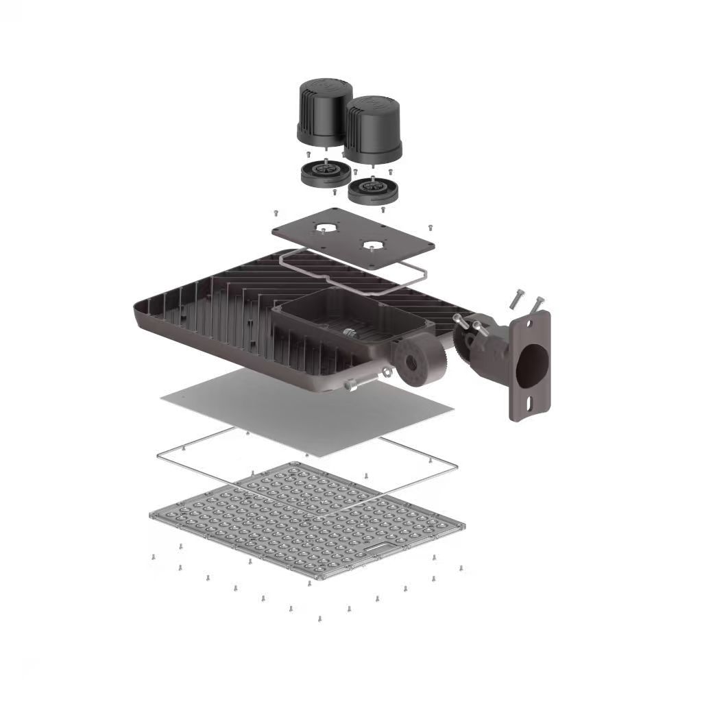 Good Quality Die-Cast Aluminum Black Finish AC LED Energy-Saving Outdoor Parking Lot Flood IP65 Rating 50,000 Hours Lifespan
