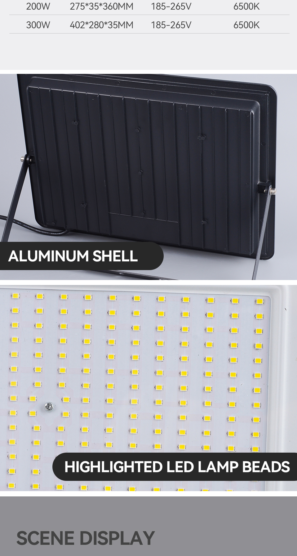Aluminum LED Floodlight IP66 Waterproof Outdoor Lamp Garden Park Yard