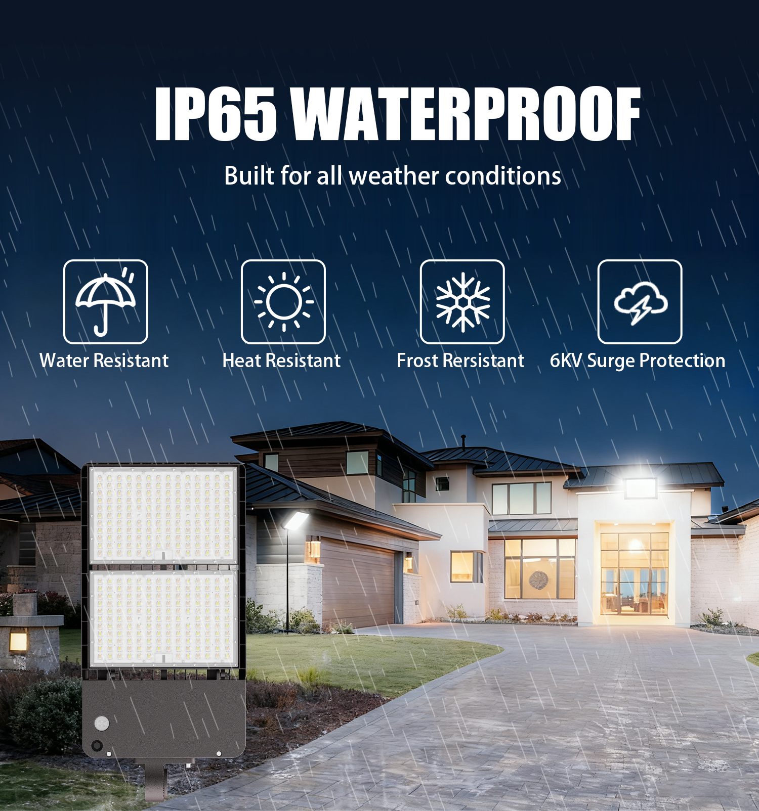 USA Stock UL/DLC Certified LED Street Light IP65 Waterproof 500W 163LM/W Suitable For Road Lighting 5-Year Warranty