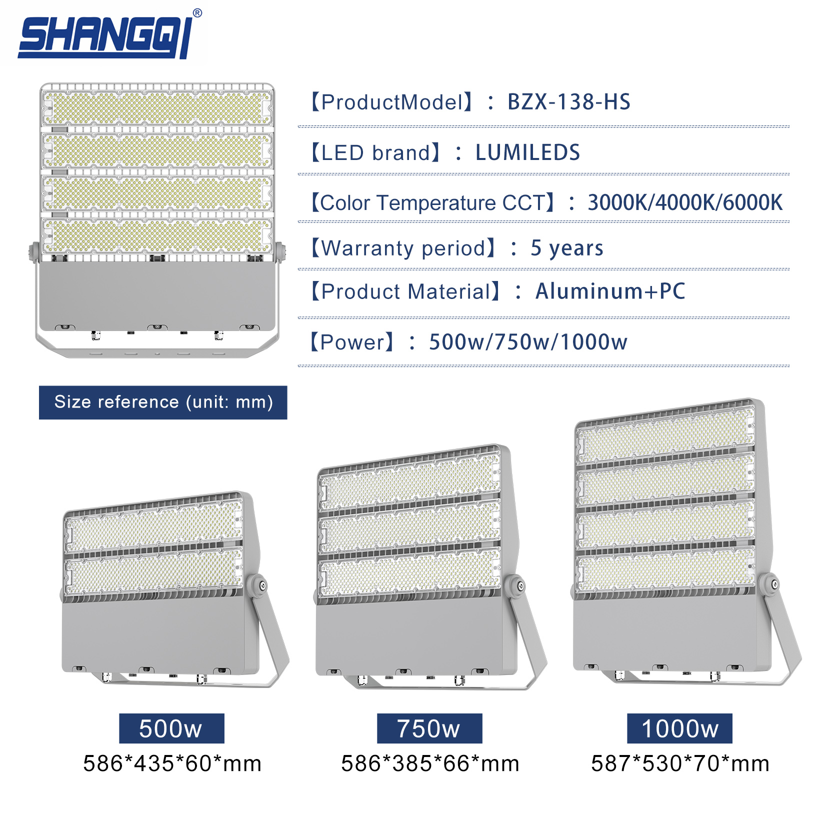High Lumen Die-Cast Aluminum Basketball Court Outdoor Sports Field High Mast Light Ip65 500w 750w 1000w Led Stadium Light